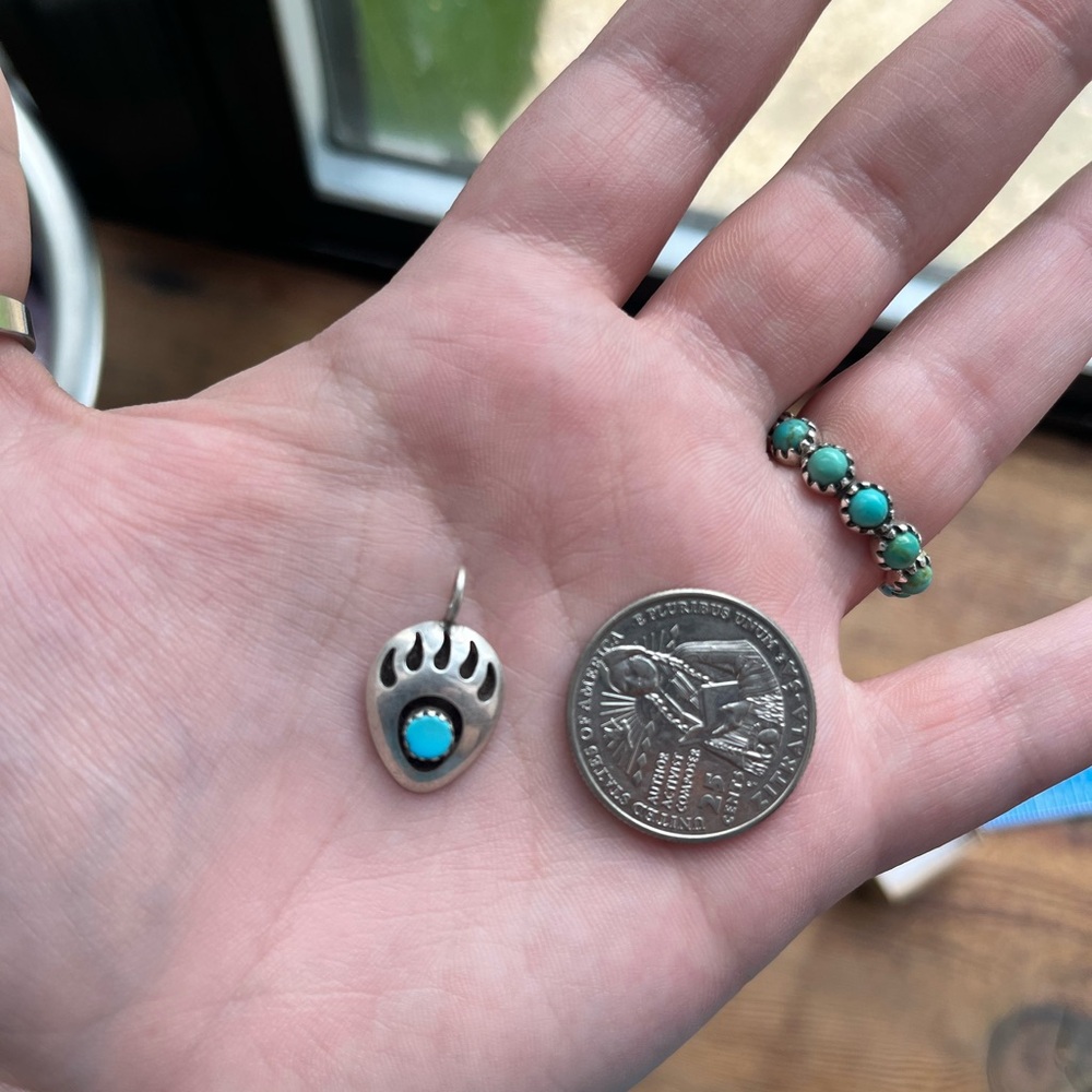 Sterling & Turquoise Bear Paw Pendant